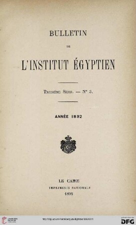 3.Ser. 3: Bulletin de l'Institut Egyptien