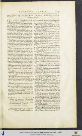 Insigniores Fontanellensis Bibliothecae Codices MSS - Catalogue Des Principaux Manuscrits de differentes Bibliotheques.