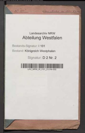 Lehngüter der Grafen von Plettenberg-Lehnhausen zu Hovestadt zu Essentho usw. (früher: Stift Corvey)