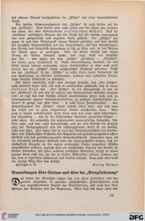 34: Bemerkungen über Steiner und über die "Dreigliederung"