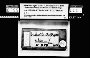 Namenskartei des Ersatzbataillons (Buchstaben Weiss-Z)