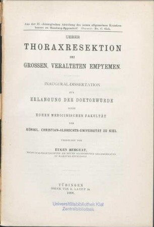 Ueber Thoraxresektion bei großen, veralteten Empyemen