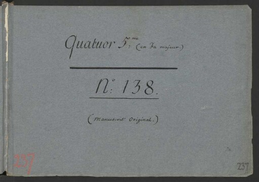 Quartette; vl (2), vla, vlc; F-Dur