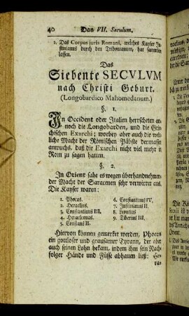 Das Siebente Seculum nach Christi Geburt. (Longobardico Mahomedanum.) - Das Achte Seculum nach Christi Geburt. (Francico Iconoclasticum.)