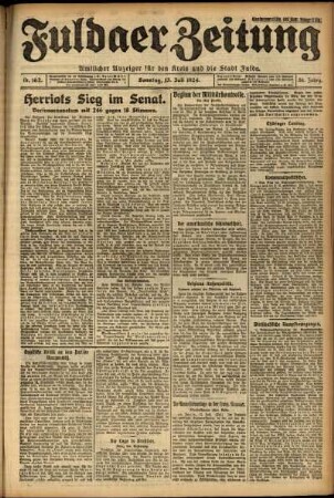 Erste Ausgabe vom Sonntag, den 13. Juli 1924.