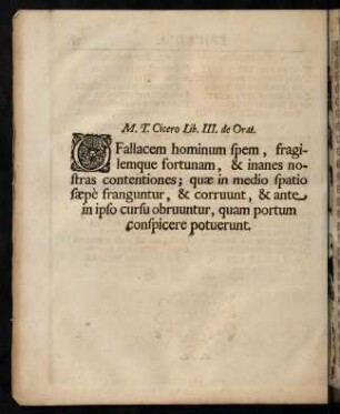 M. T. Cicero Lib. III. de Orat.