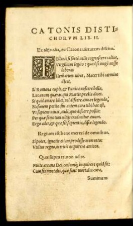 Catonis Distichorum Lib. II.