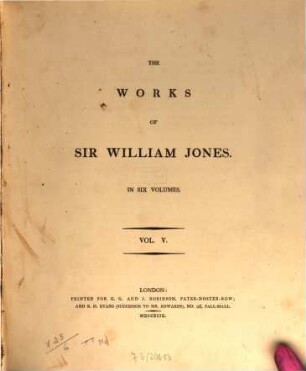 The works of Sir William Jones : in six volumes, 5