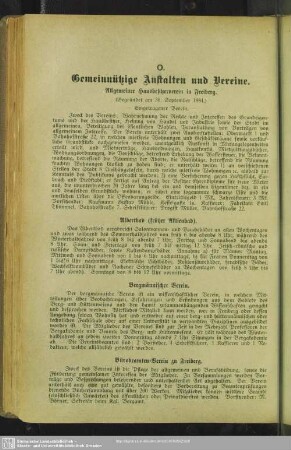 O. Gemeinnützige Anstalten und Vereine
