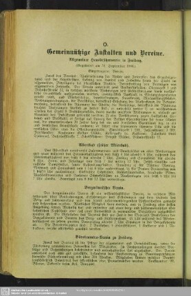 O. Gemeinnützige Anstalten und Vereine