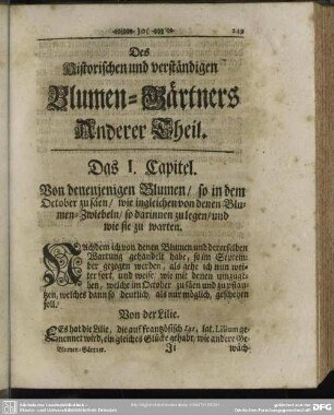 Des Historischen und verständigen Blumen-Gärtners Anderer Theil