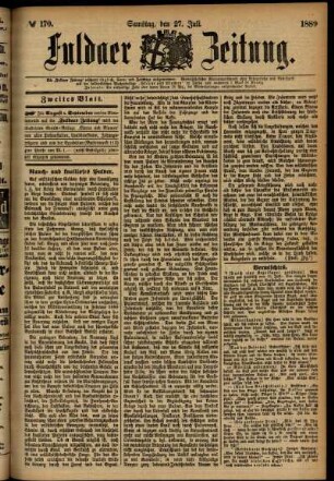 Zweite Ausgabe vom Samstag, den 27. Juli 1889.