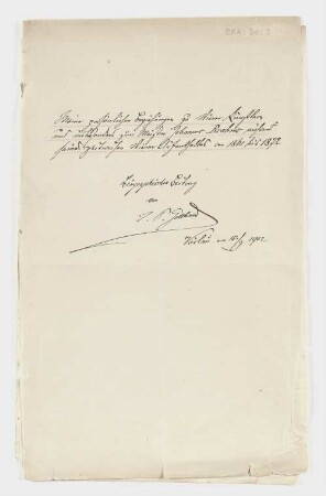 Meine persönlichen Beziehungen zu Wiener Künstlern und insbesonders zum Meister Johannes Brahms während seines zeitweisen Wiener Aufenthaltes von 1861 bis 1872