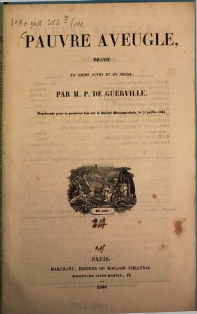 Pauvre aveugle : drame en trois actes et en prose