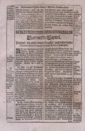 Das vierde Capitel. Pipinus, der ander seines Stamms, und dritte dieses Namens, Pfalz-Vogt und hernach König in Austrasien.