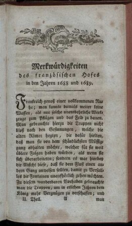 Merkwürdigkeiten des französischen Hofes in den Jahren 1688 und 1689. - [Seite 1 - 40]