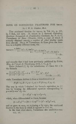 Note on continued fractions for ... .