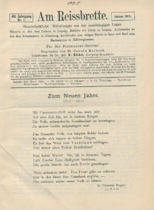 Nr. 1. Januar 1913.