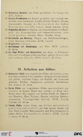 II. Arbeiten aus Silber (Nr. 43-60)