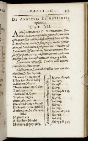 Cap. VII. De Anodynis Et Antidotis opiaticis.