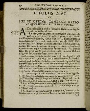 Titulus XVI. De Jurisdictione Camerali Ratione Quorundam Actuum Fundata.