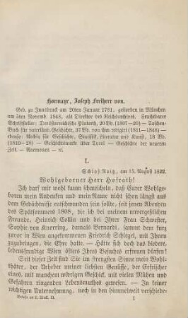 Hormayr, Joseph Freiherr von