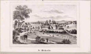 Ortsansicht von St. Michaelis (Brand-Erbisdorf-St. Michaelis) in Mittelsachsen, aus Sachsens Kirchen-Galerie von Hermann Schmidt, 1838, Bd. 2