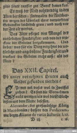Das XXII. Capitel. Ob unter vornehmen Leuten auch Neider gefunden werden?