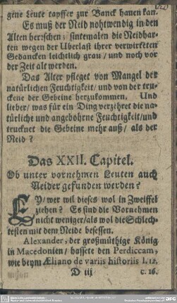 Das XXII. Capitel. Ob unter vornehmen Leuten auch Neider gefunden werden?