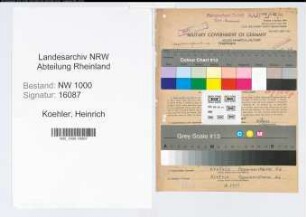 Entnazifizierung Heinrich Koehler, geb. 21.06.1890 (Dachdecker)