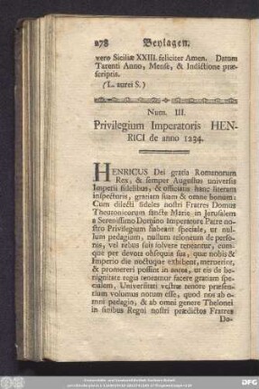 Num. III. Privilegium Imperatoris Henrici de anno 1234.