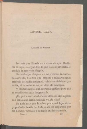 Capítulo LXXV. - Lo que hizo Nicasia.