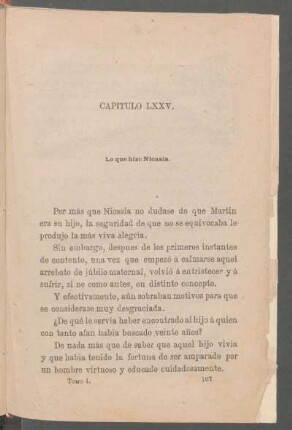 Capítulo LXXV. - Lo que hizo Nicasia.