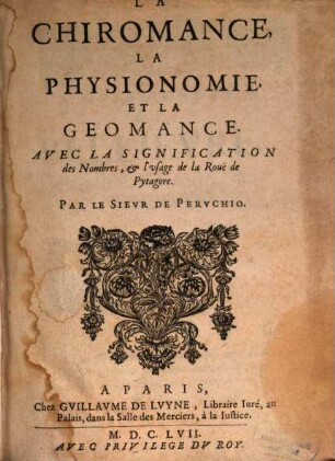 La Chiromance, la Physionomie et la Geomance