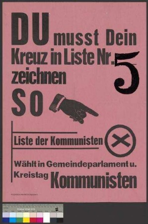 Wahlplakat der KPD zur Kommunalwahl im Freistaat Braunschweig am 26. Februar 1928