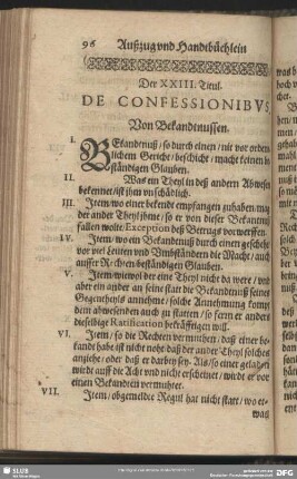 Der XXIII. Titul. Von Bekandtnussen