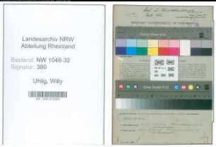 Entnazifizierung Willy Uhlig , geb. 06.03.1900 (Beamter)