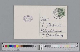 Postkarte an Ida Dehmel