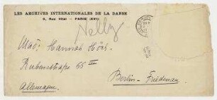 Brief von Nelly van Doesburg an Til Brugman [und Hannah Höch]. Meudon