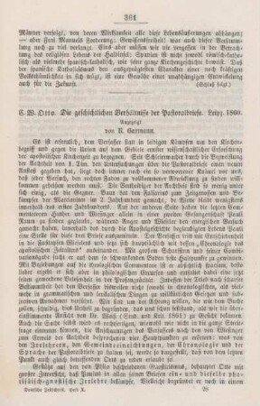 361-369 "Die geschichtlichen Verhältnisse der Pastoralbriefe" von C. W. Otto