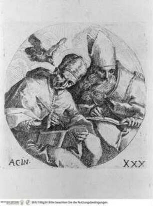 Pensieri diversi lineati et intagliati d'Anibale Carracci, Der Heilige Gregor und der Heilige Augustin (Taf.XXX [S.31])