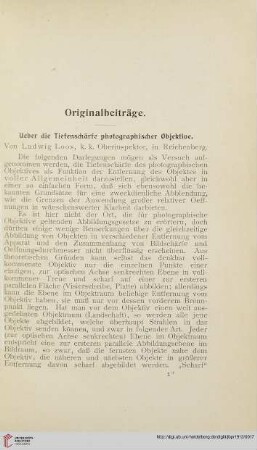 Ueber die Tiefenschärfe photographischer Objektive