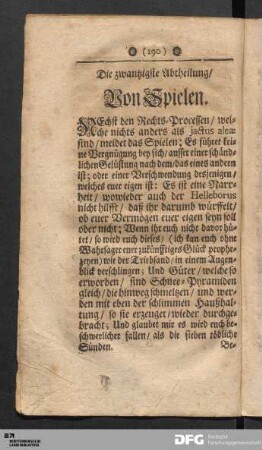 Die zwantzigste Abtheilung/ Von Spielen.