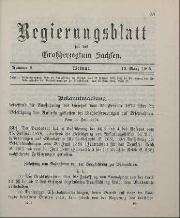 30. Bekanntmachung, betreffend die Ausführung des Gesetzes vom 25. februar 1976 über die Beseitigung von Ansteckungsstoffen bei Viehbeförderungen auf Eisenbahnen