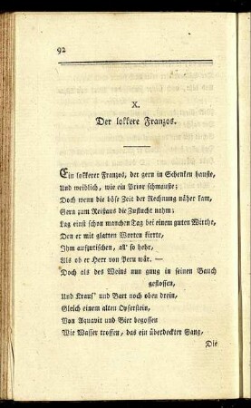 X. Der lokkere Franzos.