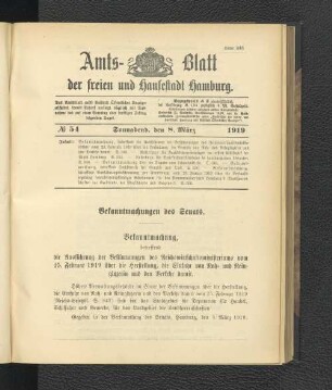 No.54, Sonnabend, den 8. März 1919