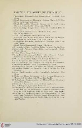 Fayence, Steingut und Steinzeug (Nr.1-33b)