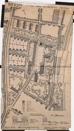 Bebauungsplan Mersin Atatürk-Park und Hükümet Meydani: Lageplan 1:1000, Straßenprofile 1:400