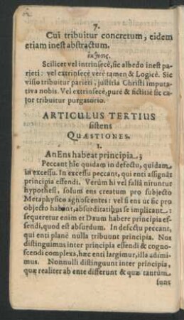 Articulus Tertius sistens Quaestiones.
