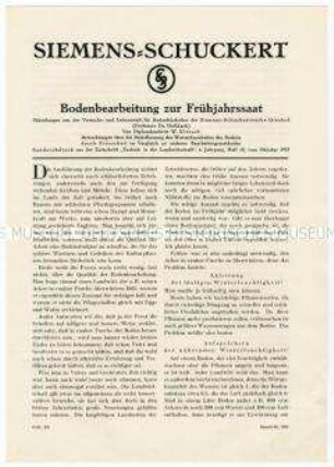 Bericht über Beobachtungen und Erfahrungen bei der Bodenbewirtschftung mit der Bodenfräse zur Frühjahrssaat